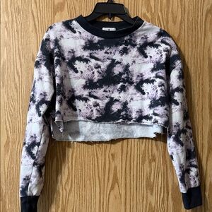 Socialite Trendy Tie-Dye Crop Top - Black and White - small